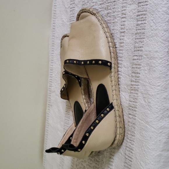 Banana Republic leather cream studded open side espadrille flat sandals … - Picture 5 of 9